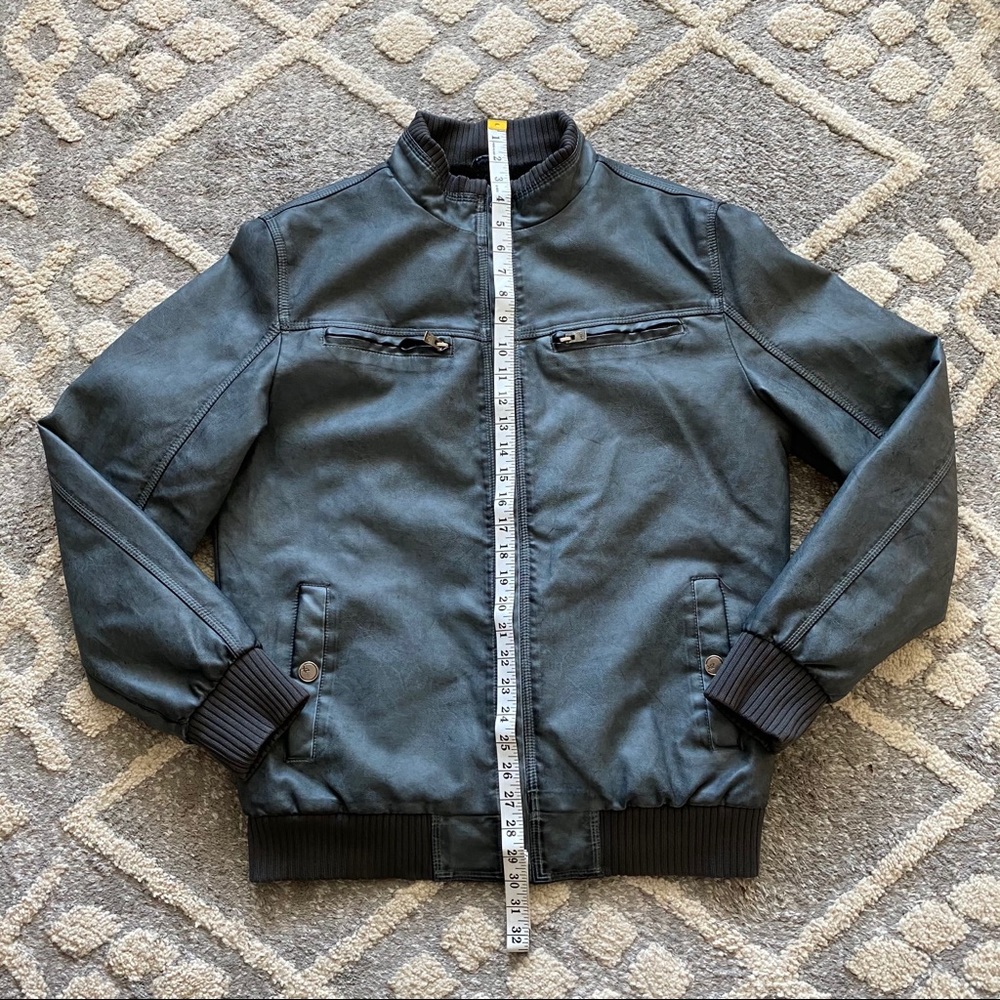 XRAY Jeans Gray Faux Leather Sherpa Lined Jacket - Picture 7 of 9